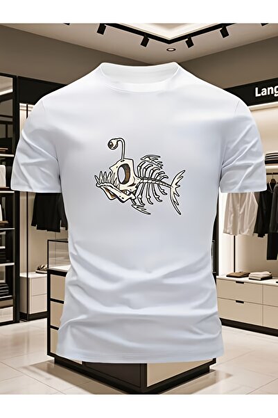 yiou trendy clothing تي شيرت رجالي من القطن بنسبة 100% برقبة دائرية وأكمام قص...