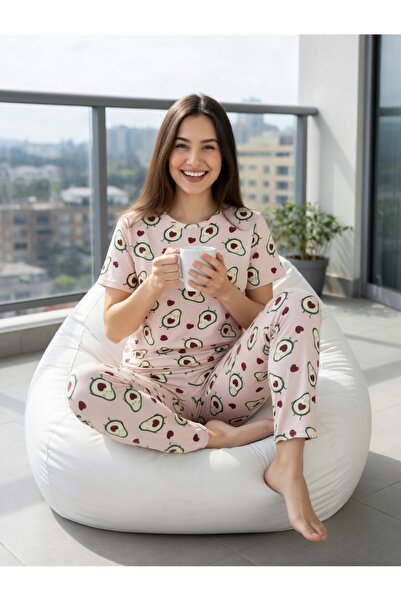 Elit Γυναικεία κοντομάνικη φόρμα Milan άνετη υφασμάτινη καλοκαιρινή πιτζάμα μ...