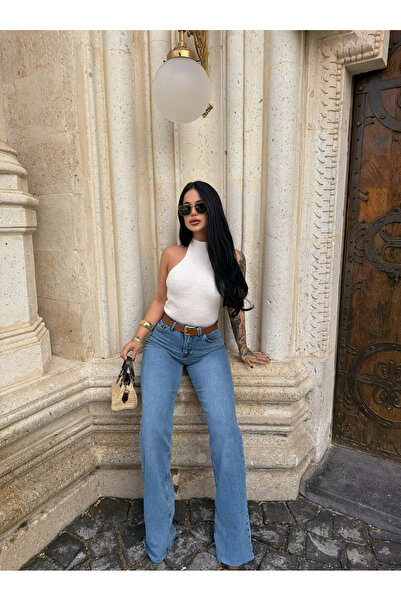 kırmızı butiks Ισπανικό παντελόνι με δερμάτινη ζώνη