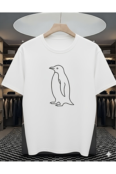 yiou trendy clothing تي شيرت فاخر كبير الحجم مطبوع عليه طائر البطريق اللطيف