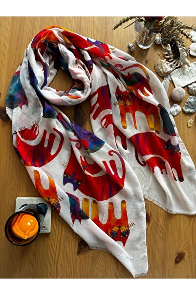 Chinko Soft and Healing Shawl Pareo with Abstract Patterns of Cats That Will ...