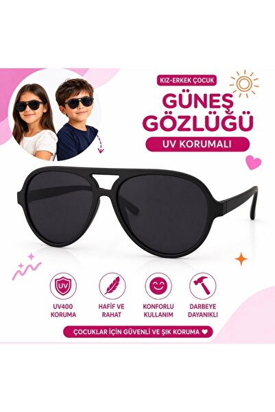 synshop Girls' Sunglasses with Uv400 Protection Black Round Model Lightweight...
