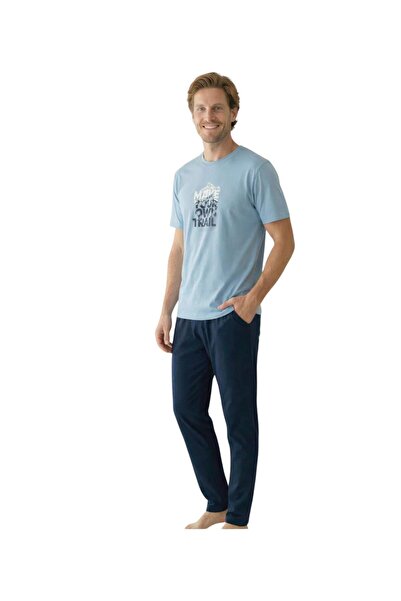 ROYAM Donwear Male %100 Cotton Combed Cotton Summer Short-Sleeve Pajamas Set ...