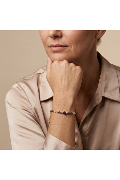 Ezera Κομψό ρυθμιζόμενο βραχιόλι Σαρλότ με αμέθυστο και κιτρίνη, από ασήμι 92...