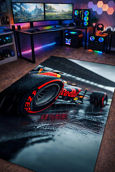 gxe.art Formula 1 Yarış Arabası Oyuncu Dijital Baskı Yıkanabilir Kaymaz Taban...