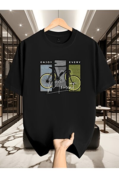 yiou trendy clothing تي شيرت كبير الحجم مطبوع عليه عبارة "استمتع بكل لحظة" من...