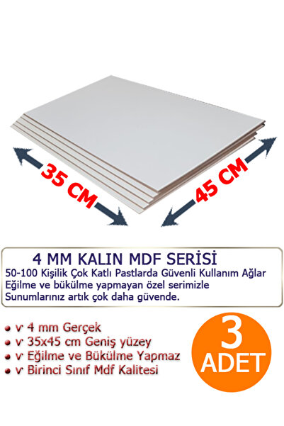 kutucum 35 X 45 cm 3 ADET 4 mm Kalın MDF Pasta Altlığı