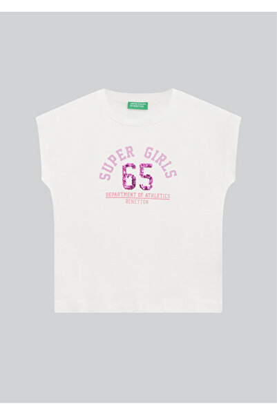 Benetton يونايتد كولورز أوف "سوبر جيرلز 65" باللون الأبيض مع تفاصيل من الترتر