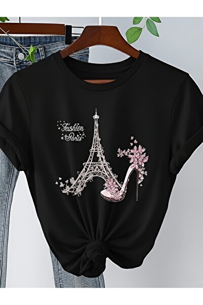 yiou trendy clothing قميص بزر واحد للجنسين بتصميم باريسي مطبوع عليه برج إيفل ...