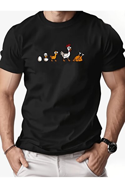 yiou trendy clothing تي شيرت كبير الحجم مطبوع عليه تصميم One Button Chicken G...