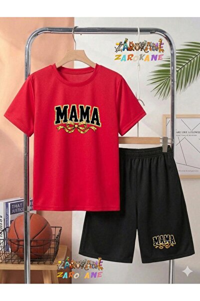 ZAROKANE Mama Printed Top and Shorts/T-Shirt Summer Children's Two-Piece Set
