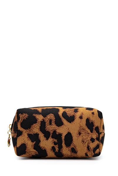 minebag ZC261 Υφασμάτινη Γυναικεία Τσάντα Μακιγιάζ Καφέ Λεοπάρ