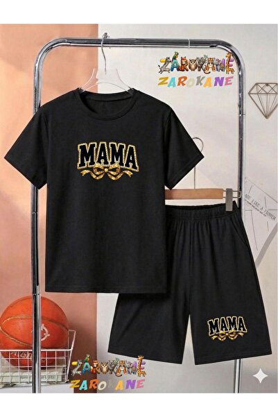 ZAROKANE Mama Printed Top and Shorts/T-Shirt Summer Children's Two-Piece Set