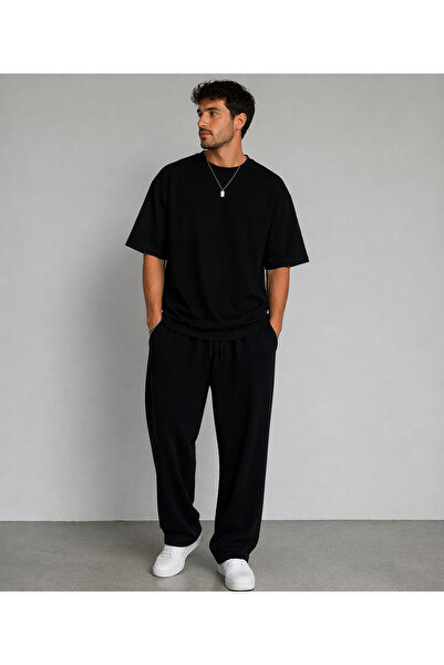 More Black Men's Oversize Tracksuit Set Comfortable Fit Basic Daily Set