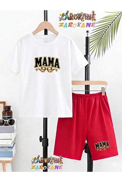 ZAROKANE Mama Printed Top and Shorts/T-Shirt Summer Children's Two-Piece Set