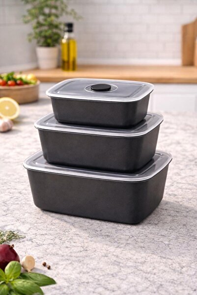3'lü Vakum Kapaklı Saklama Kabı
