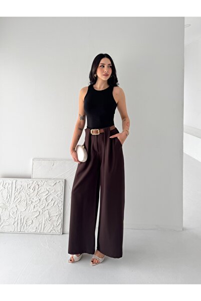 02Lady Fashion Παντελόνι - Καφέ - Basic