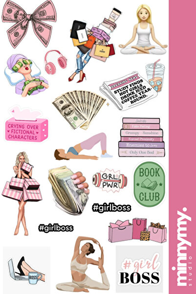 Minnymy Girl Boss Collection Sticker, Çıkartma, Ajanda, Günlük, Planlayıcı, B...