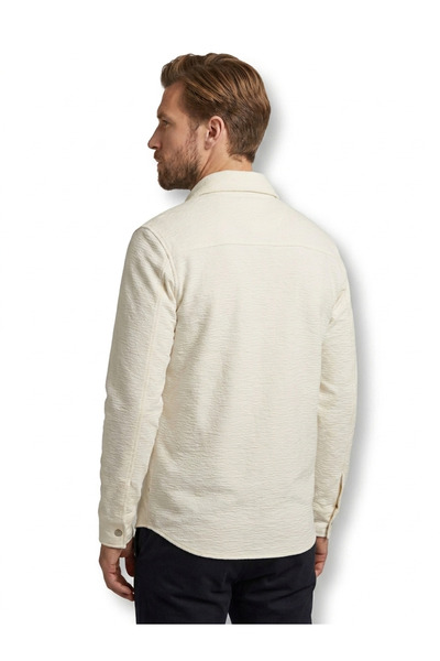 İMAJ MAĞAZACILIK Men's Ecru Slim Fit Gofre Textured Premium Overshirt Shirt Jacket