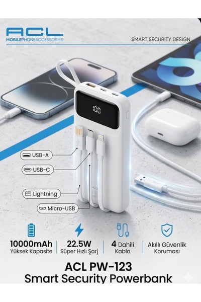 ACL 10000 mah powerbank hızlı sarj pw123