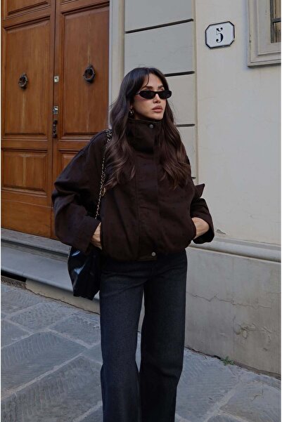 Havoş Acı Kahve Hoge Puantiyeli Gabardin Ceket