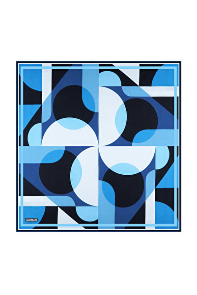 Bursa İpek Μεταξωτό μαντήλι με σχέδιο ισορροπίας σε τιρκουάζ