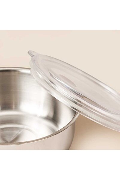 Evidea Kitchen 3'lü Çelik Saklama Kabı - Inox - 18 cm + 16 cm + 14 cm