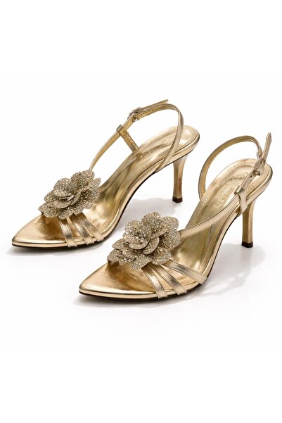 PATRON SHOES صندل نسائي بكعب رفيع وتفاصيل حجرية، حذاء أنيق للسهرات