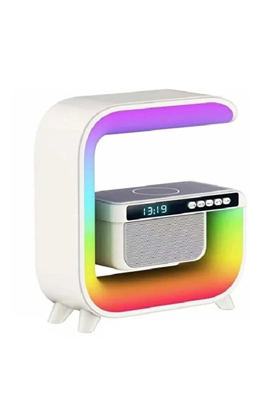 LED Kablosuz Şarjlı Bluetooth Hoparlör Saatli RGB Gece Lambası 15W Hızlı Şarj Alarm Özellikli XM-G3