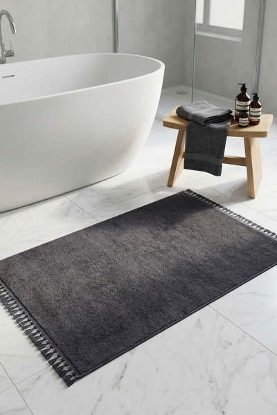 Homz Puffy Banyo Paspası Peluş Dokuma Paspas Yumuşak Antrasit Su Emici Banyo ...
