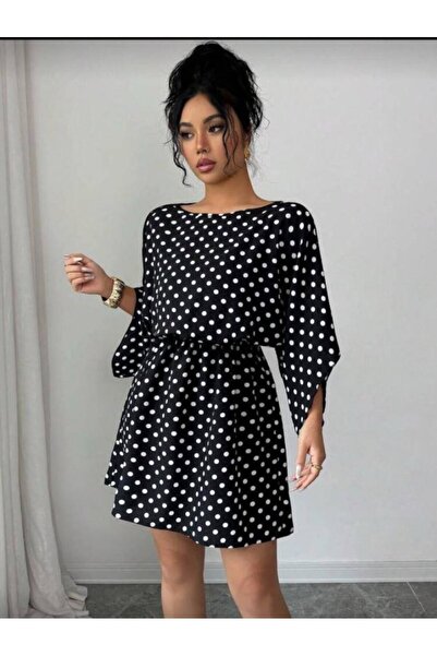 Wear Up Γυναικείο πουά πλεκτό μίνι φόρεμα κρεπ (χωρίς ζώνη)