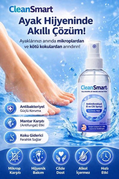 cleansmart Ayak Bakım Spreyi & Koku Giderici Hijyen Spreyi 250 ml