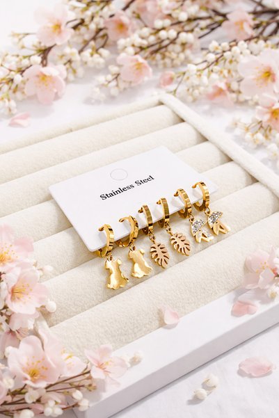 Yush aksesuar 3 ÇİFT FARKLI MODEL GOLD KADIN ÇELİK KÜPE