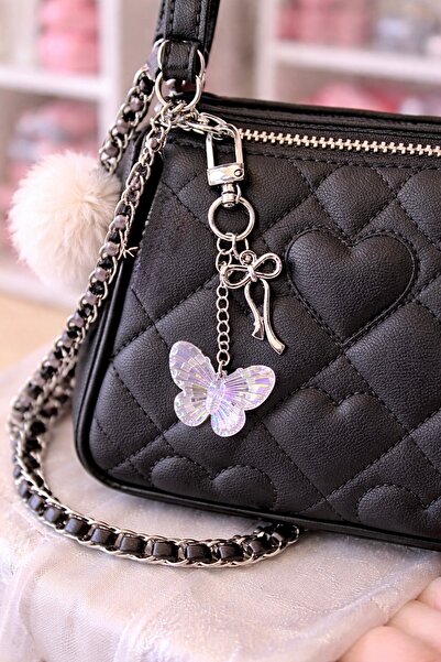MİRAZ TASARIM Y2K Διακοσμητικό τσάντας με γούρι πεταλούδας, γυαλιστερό διαφαν...