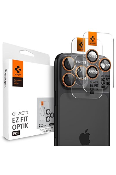 Spigen Γυαλί tR EZ Fit Optik Pro 2 Pack, πορτοκαλί - για iPhone 17/16/15/14 P...
