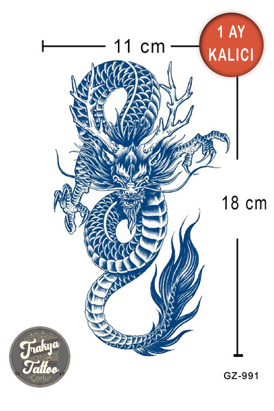 Trakya Tattoo 1 Ay Kalıcı Dövme Yarım Kol Ejderha Geçici Dövme