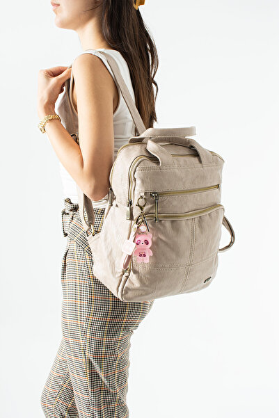 KIRASE 571 Imported Washed Leather Charm Detailed Multi-Pocket Adjustable Str...