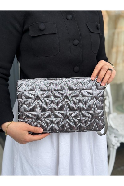 efnanstore Μαύρη τσάντα πορτφόλιο και τσάντα συμπλέκτη με σχέδιο αστεριών και...