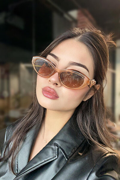 happy line Transparent Cat Eye Prad Model Shaped Sunglasses