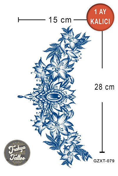 Trakya Tattoo 1 Ay Kalıcı Dövme Bel Sırt Karın Çiçek Geçici Dövme