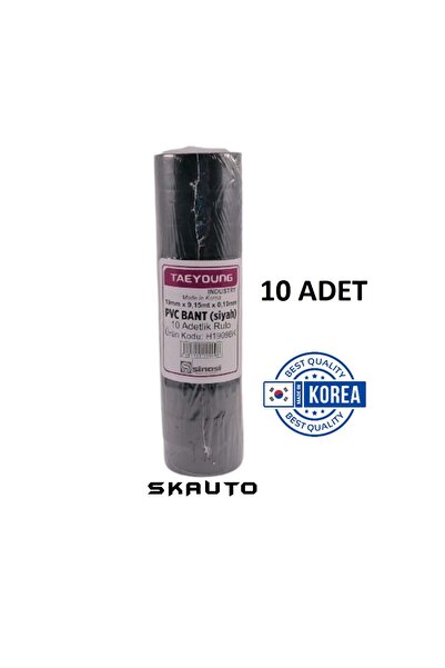 SKAUTO 10 Adet Pvc İzole Elektrik Bant 19Mm Kore Malı 1.Kalite Elektrikçi Bandı