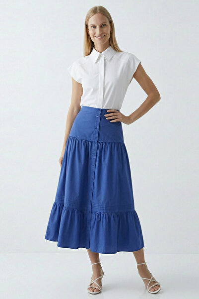 Exquise Ελαστική μέση, ψηλόμεση κανονική μίντι φούστα με κουμπιά