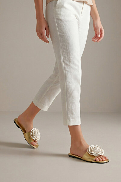 Gökhan Talay Γυναικείες παντόφλες Velrosa Dore Metallic Χειροποίητες με λεπτο...