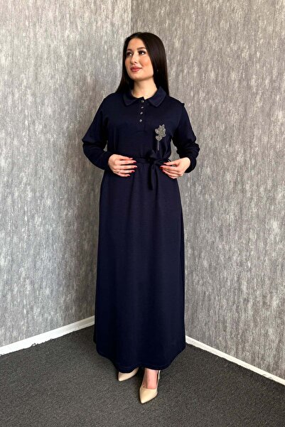 ModaPlaza Γυναικείο φόρεμα με γιακά και ζώνη 7586