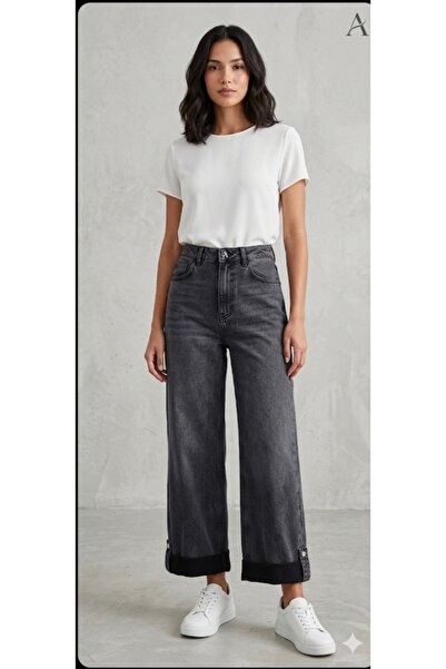 FİDAN FASHİON FDN Τζιν Παντελόνι Φαρδιάς Γραμμής Διπλό P
