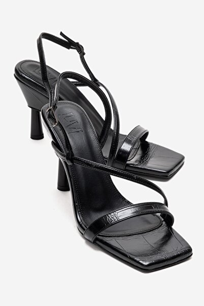 LuviShoes JOLENE Siyah Baskı Kadın Topuklu Ayakkabı