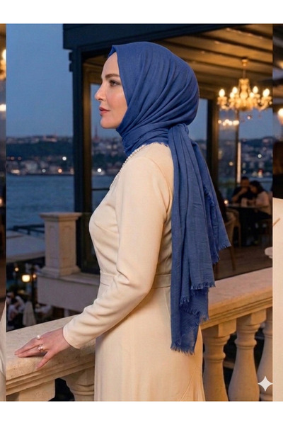 Nazellaa سلسلة آيا شال قطني رفيع من سلسلة آيا ساكس باللون الأزرق