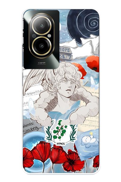 FLAMENKO Realme 12 Lite Compatible Hypnos Patterned Transparent Phone Case