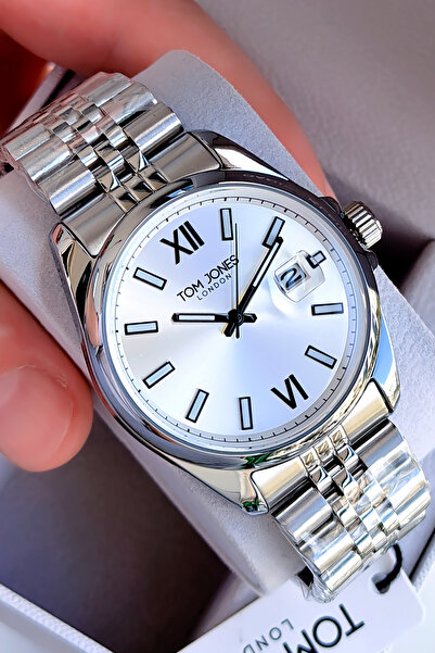 Tom Jones ساعة يد رجالية فاخرة من الفولاذ مع حزام فولاذي وآلية يابانية أنيقة ...