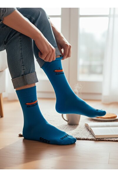 Dark Velvet Blue Sausage Patterned Unisex Socks